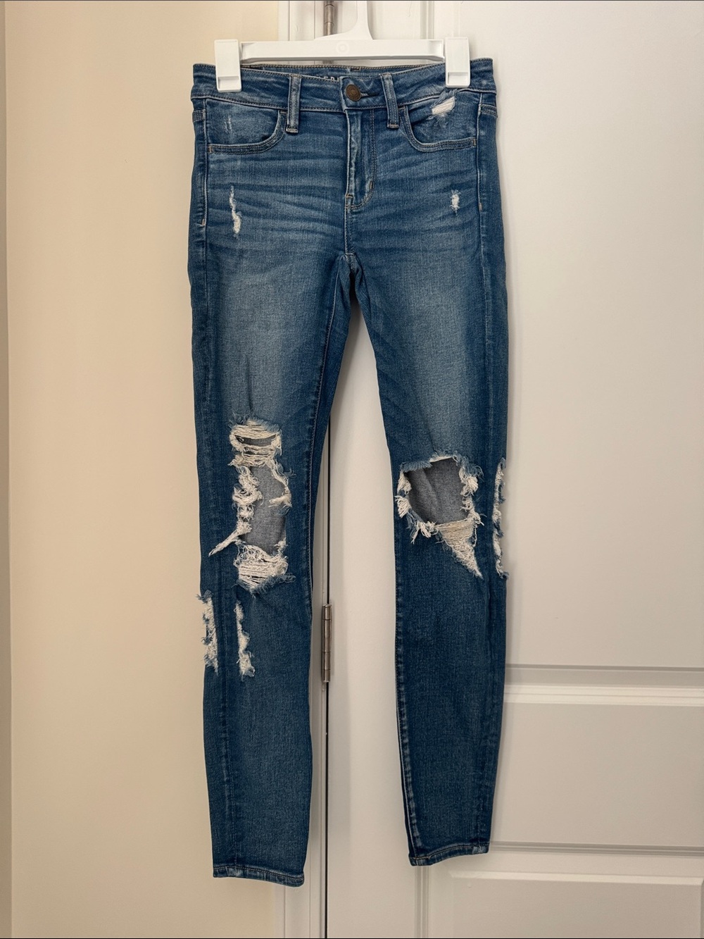 American Eagle Outfitters Distressed Blue Jegging with Next Level Stretch